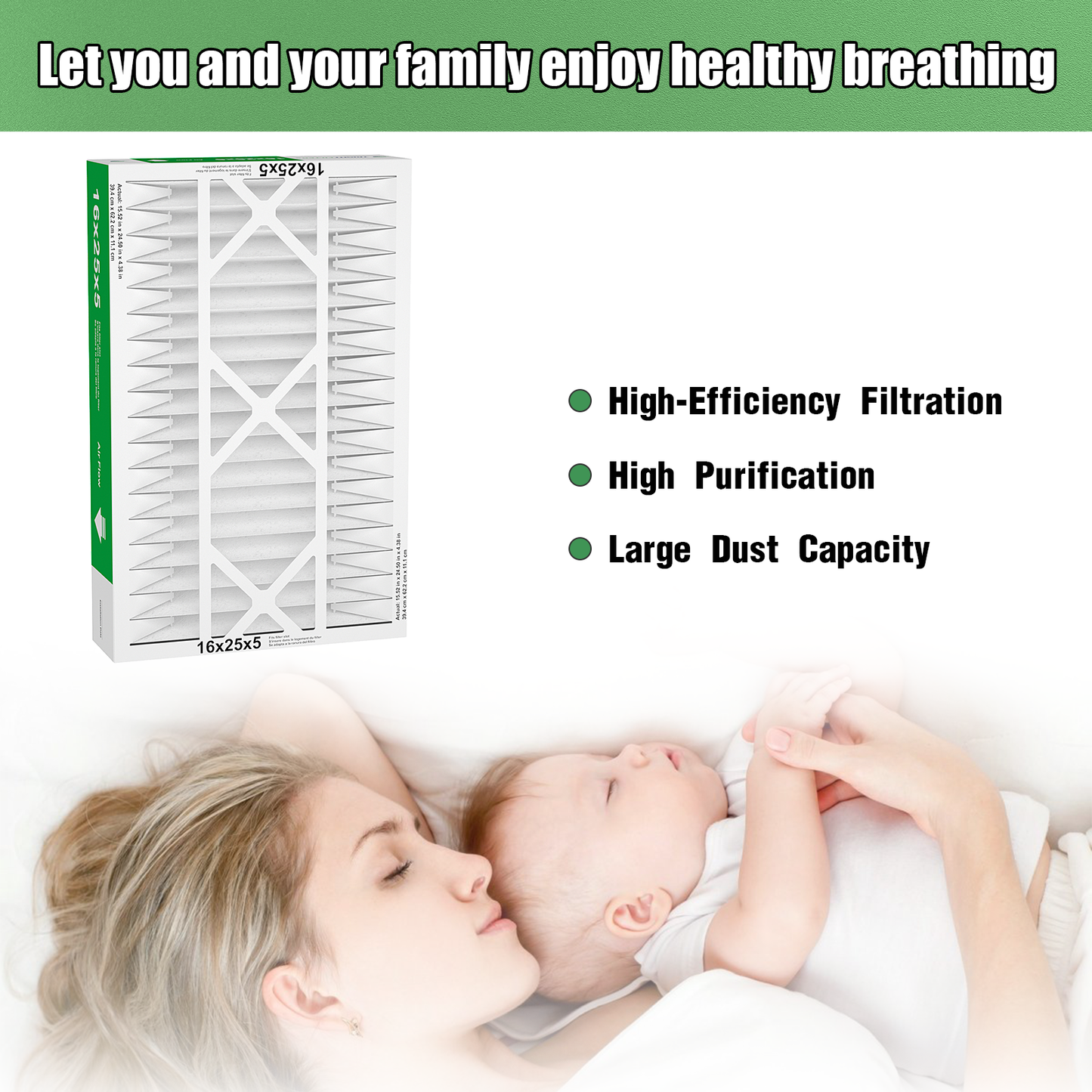 2 Pack of 16x25x5 Air Filter