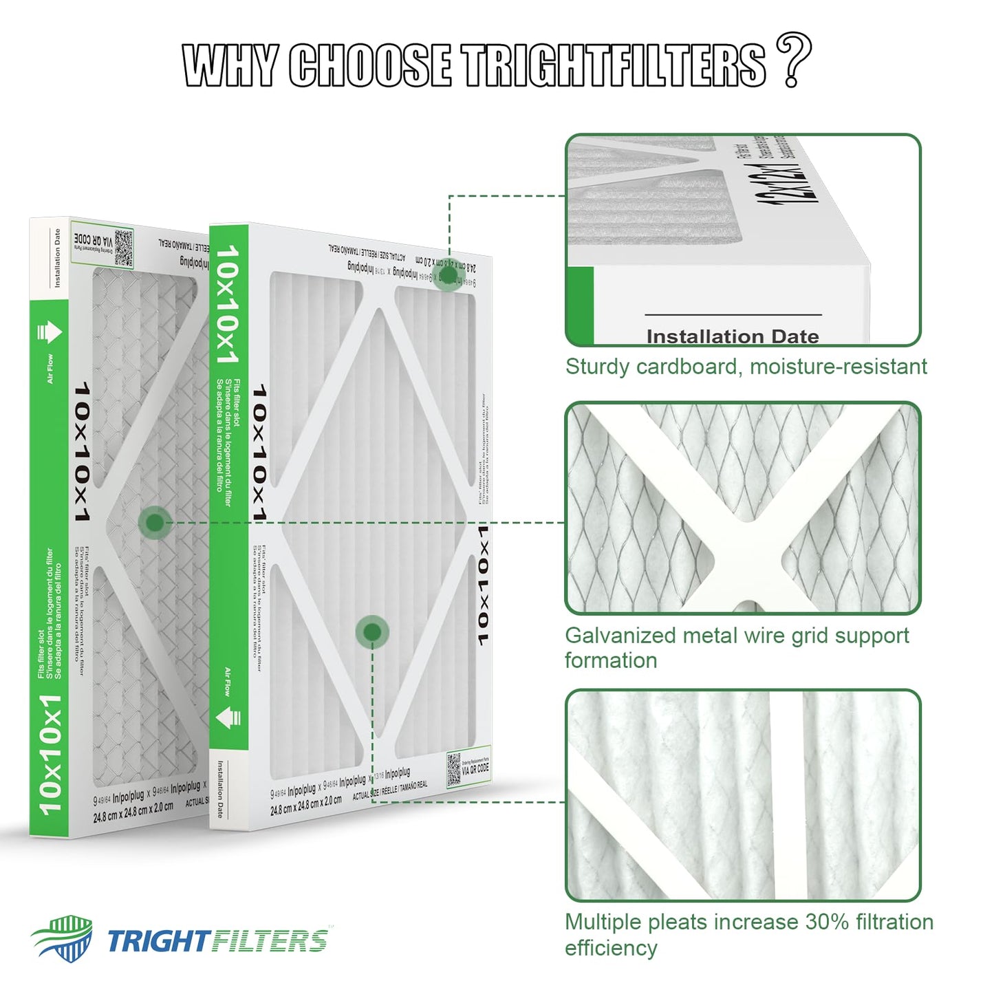 6 Pack of 10x10x1 Air Filter