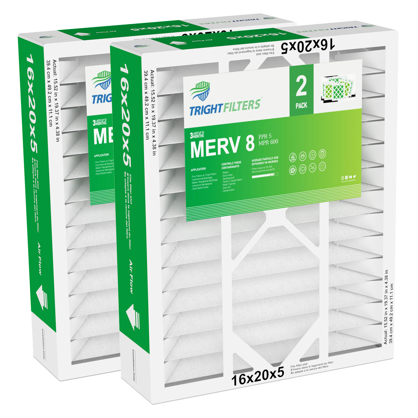 2 Pack of 16x20x5  Air Filter