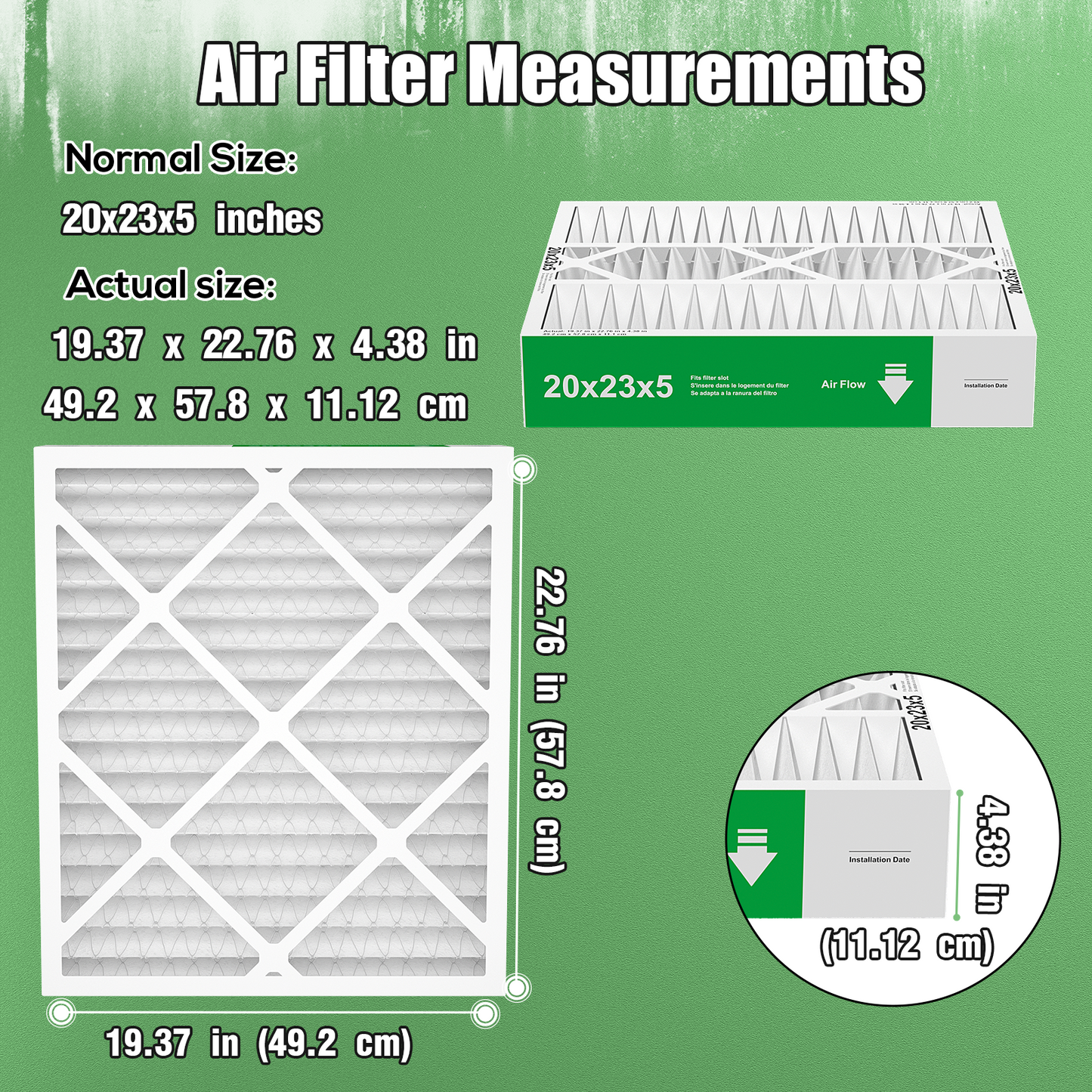 2 Pack of 20x23x5 Air Filter