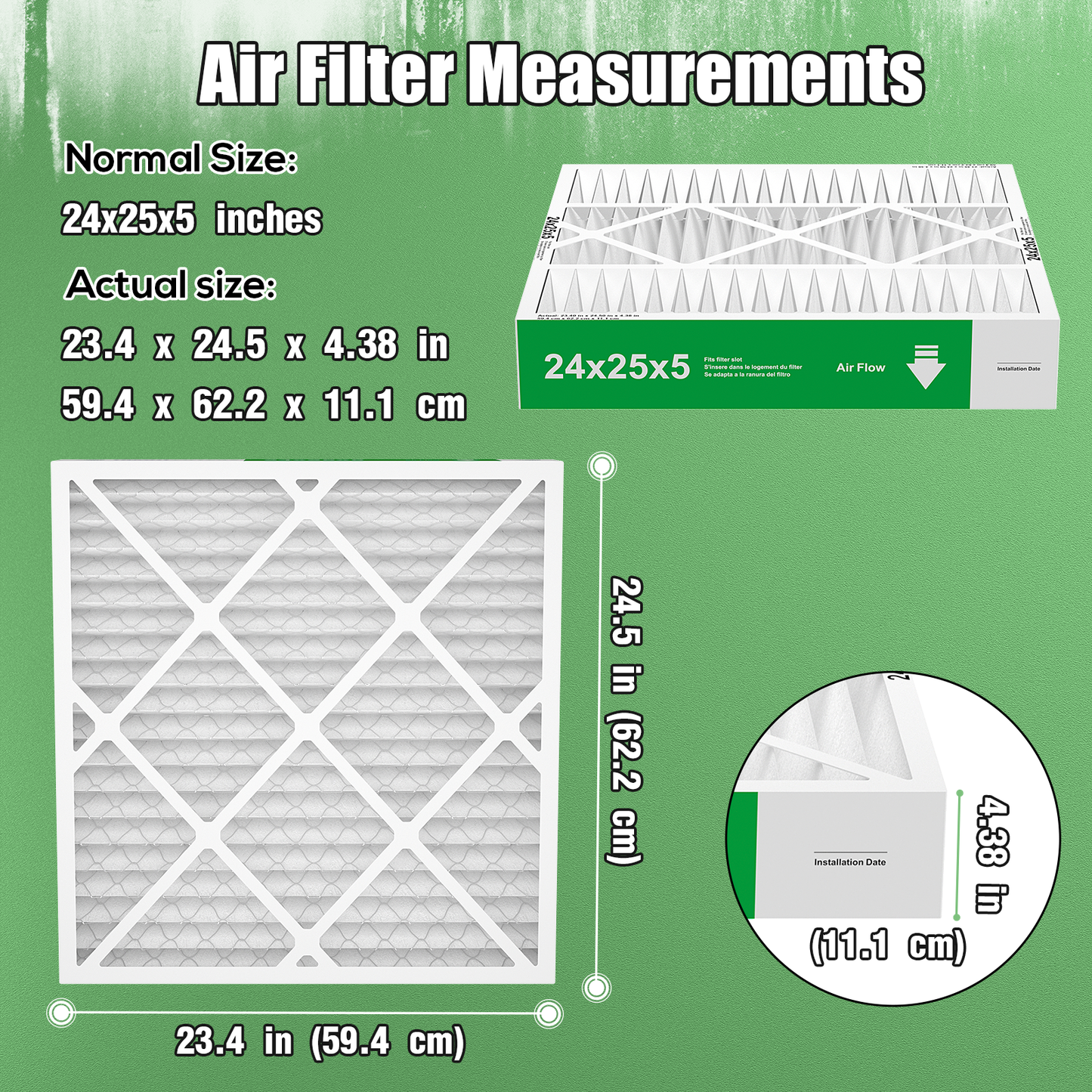 2 Pack of 24x25x5  Air Filter