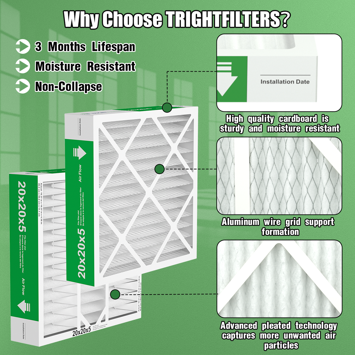 2 Pack of 20x20x5  Air Filter