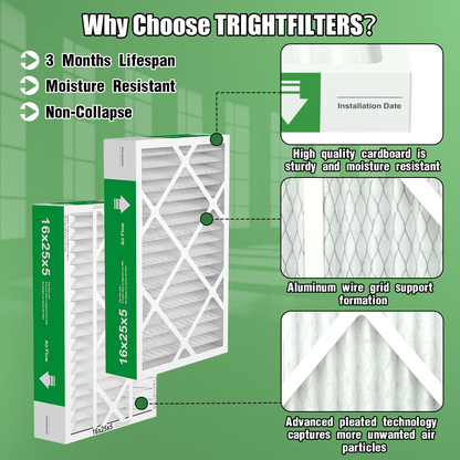 2 Pack of 16x25x5 Air Filter