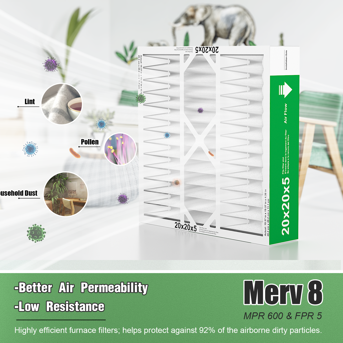 2 Pack of 20x20x5  Air Filter