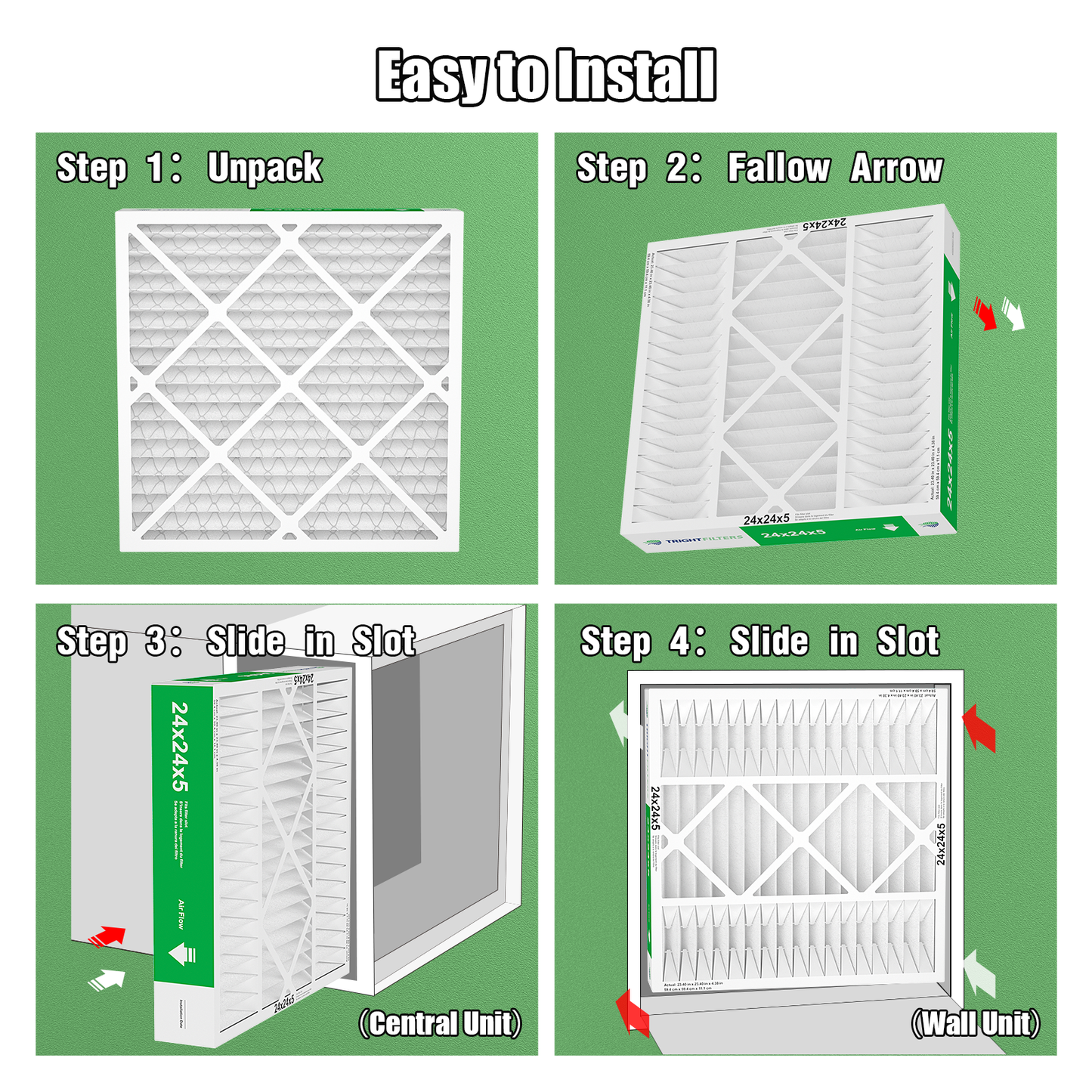 2 Pack of 24x24x5  Air Filter