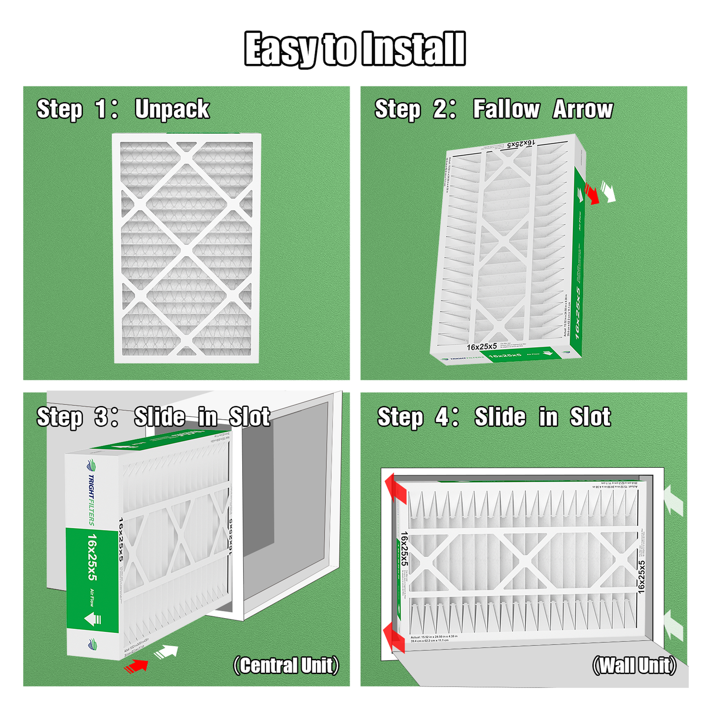 2 Pack of 16x25x5 Air Filter