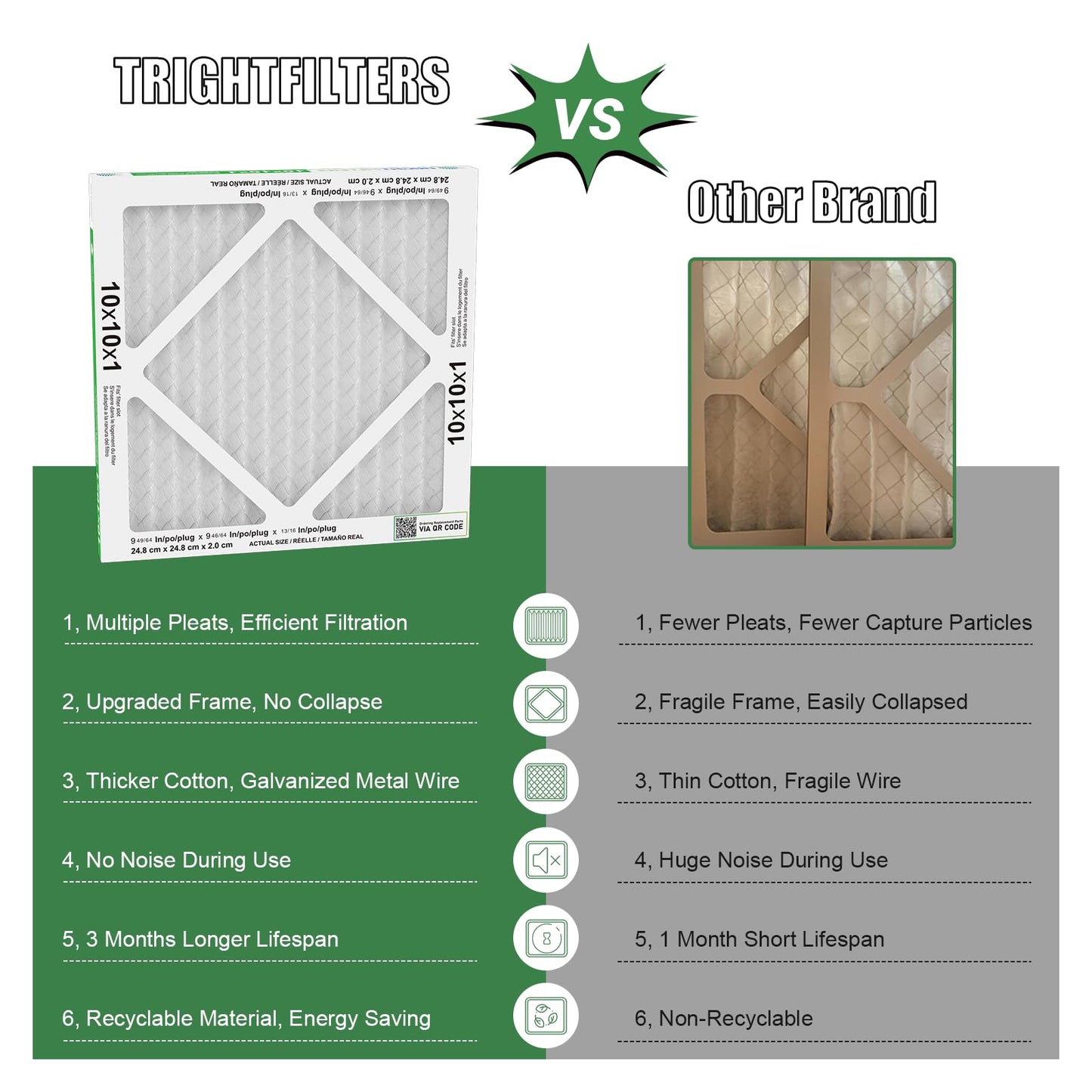 6 Pack of 10x10x1 Air Filter