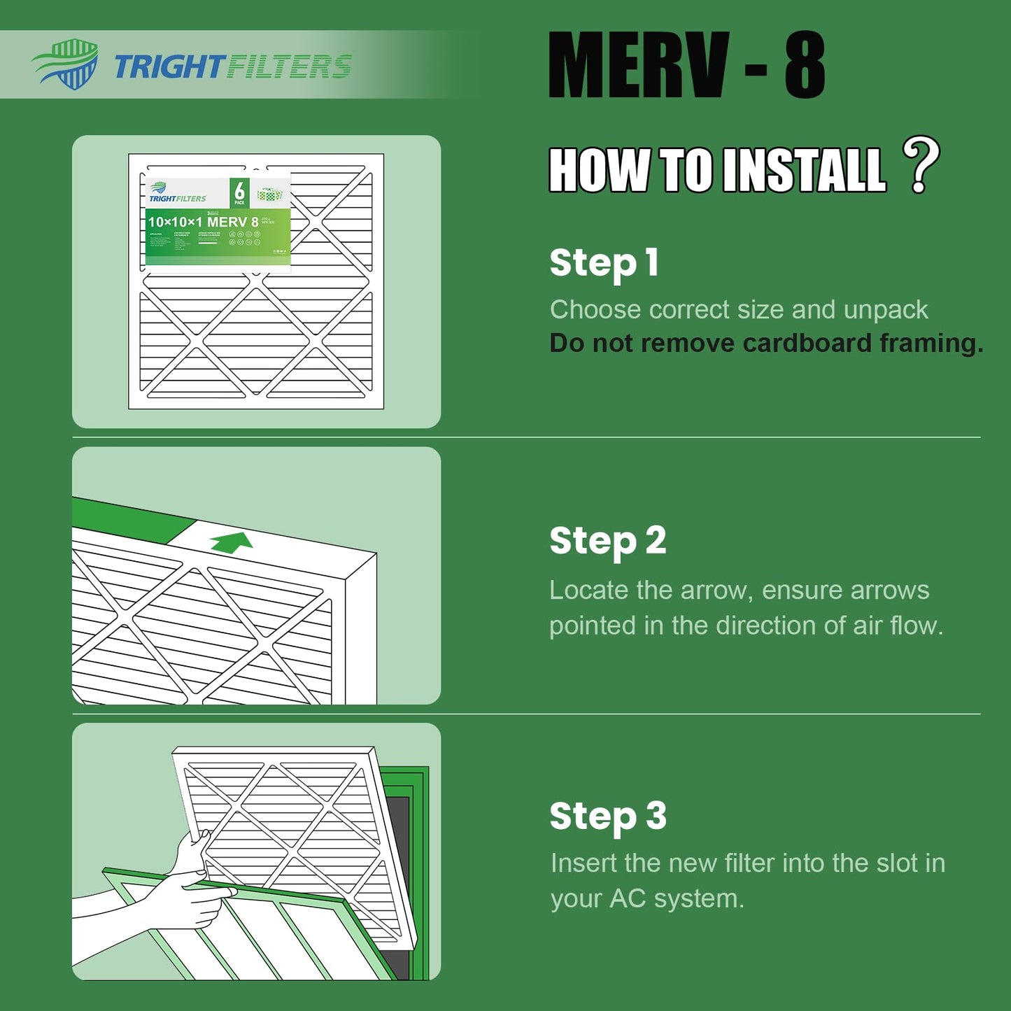 6 Pack of 10x10x1 Air Filter