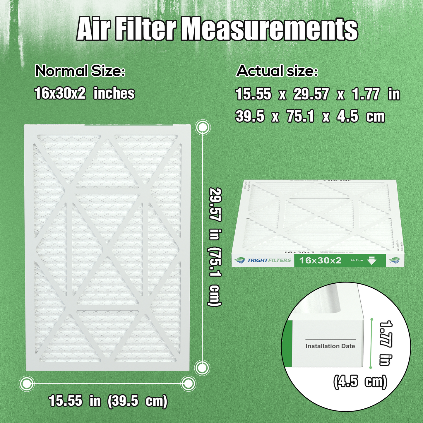 4 Pack of 16x30x2 Air Filter