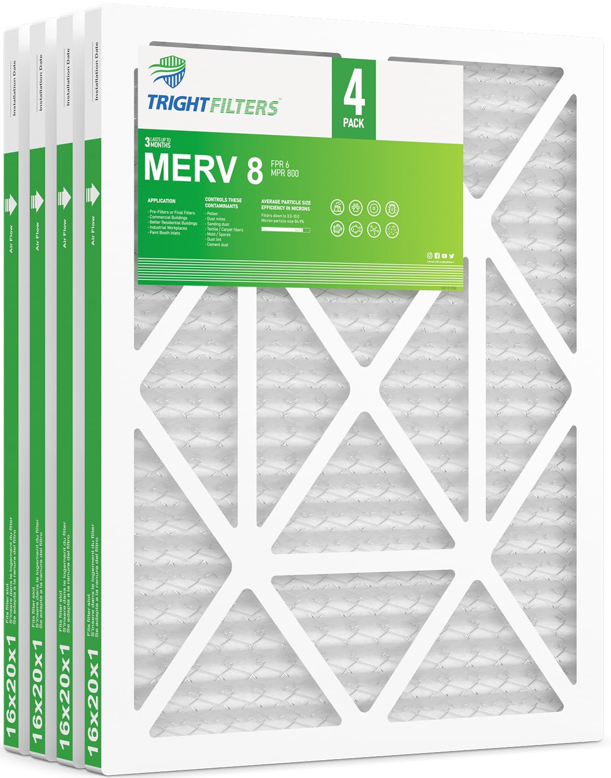 16x20x1 MERV-8 Air Filter (4-Pack)