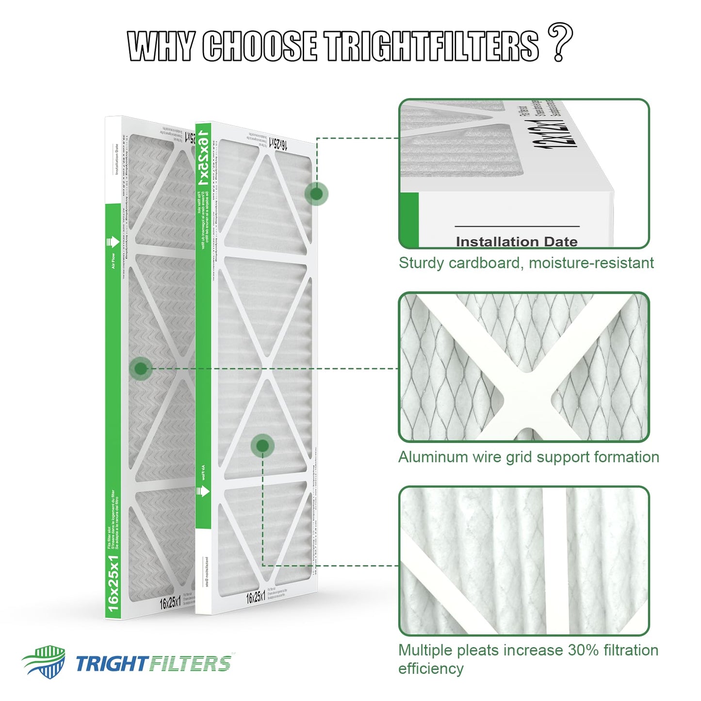 16x25x1 MERV-8 Air Filter (4-Pack)