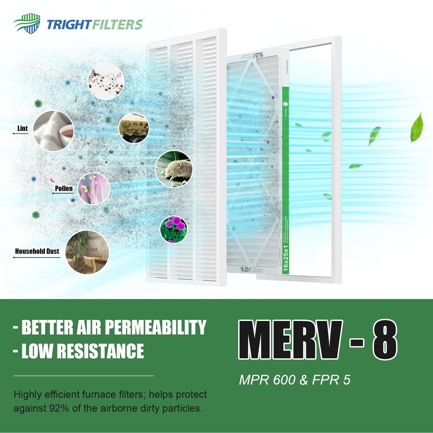 16x25x1 MERV-8 Air Filter (4-Pack)