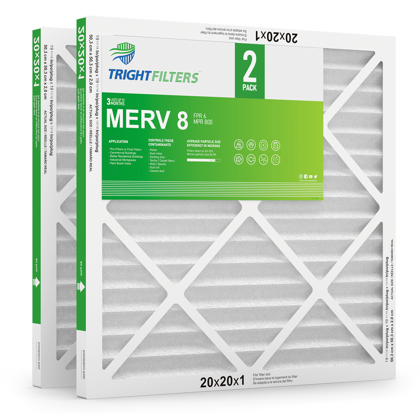 20x20x1 MERV-8 Air Filter (2-Pack)